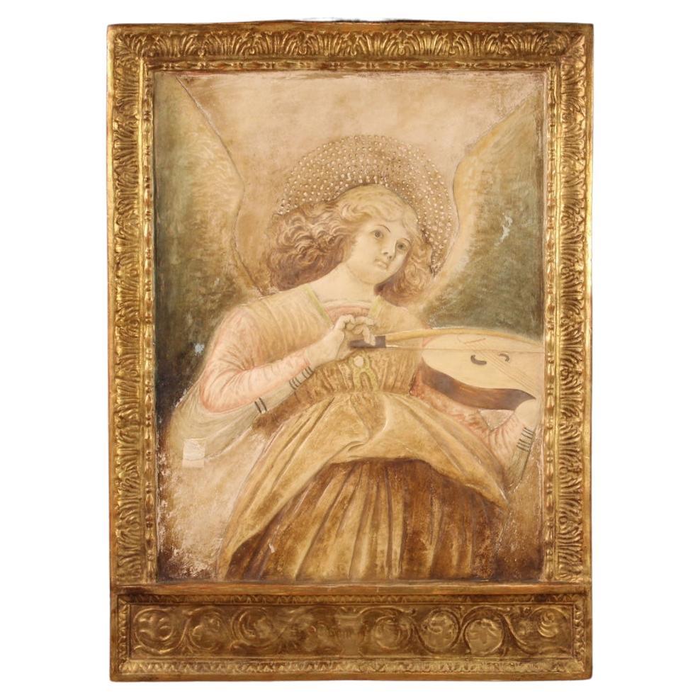 20th Century Terracotta Bas-Relief Terra Di Signa Musician Angel, 1950 For Sale