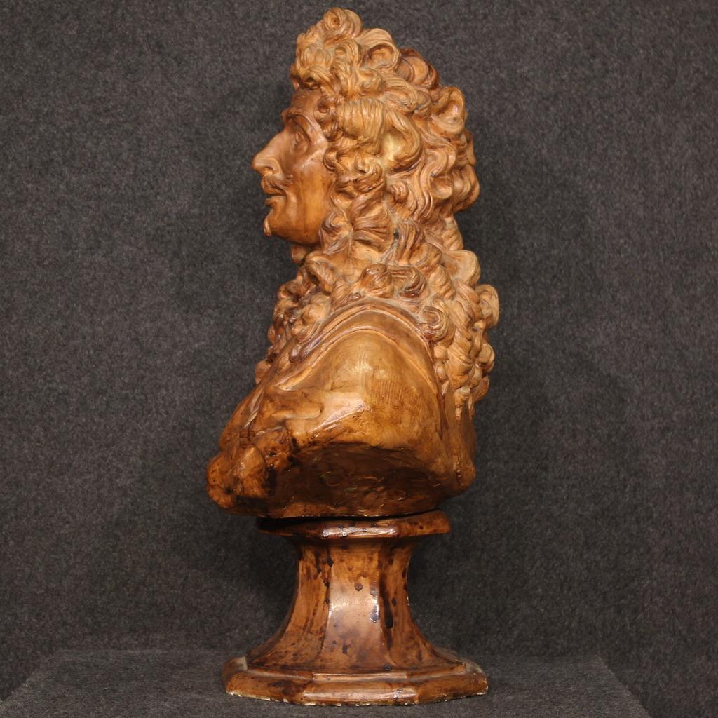20th Century Terracotta Bust Of A Nobleman With A Wig French Sculpture, 1950  For Sale 8