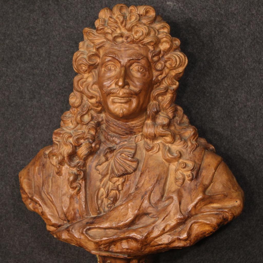 20th Century Terracotta Bust Of A Nobleman With A Wig French Sculpture, 1950  For Sale 2
