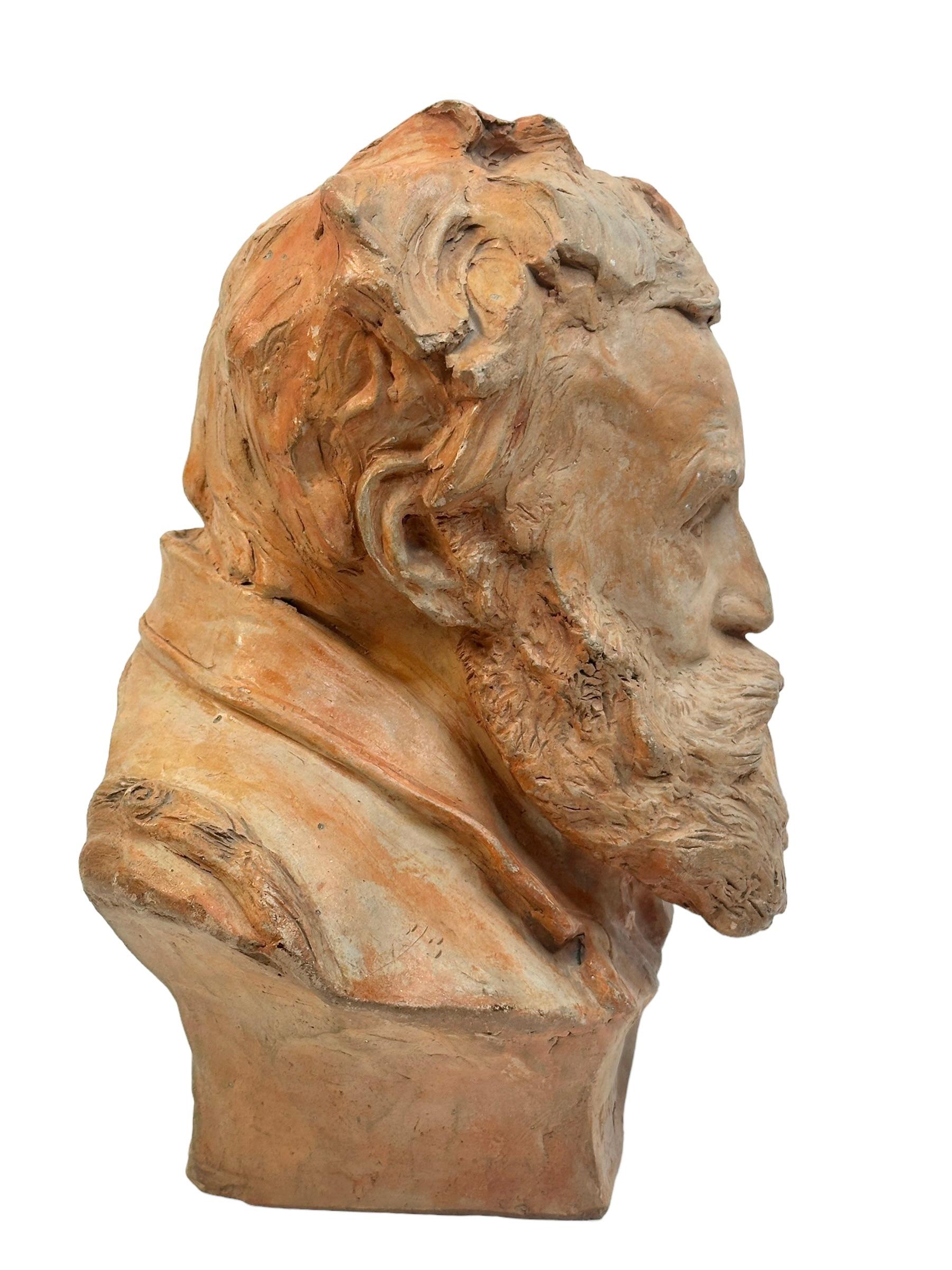 Folk Art 20th Century Terracotta Bust of an old Gentleman, Germany 1936 For Sale