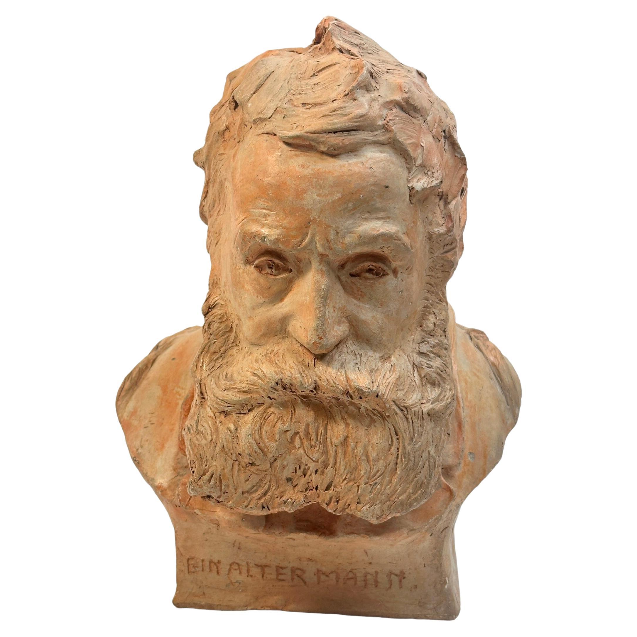 20th Century Terracotta Bust of an old Gentleman, Germany 1936 For Sale
