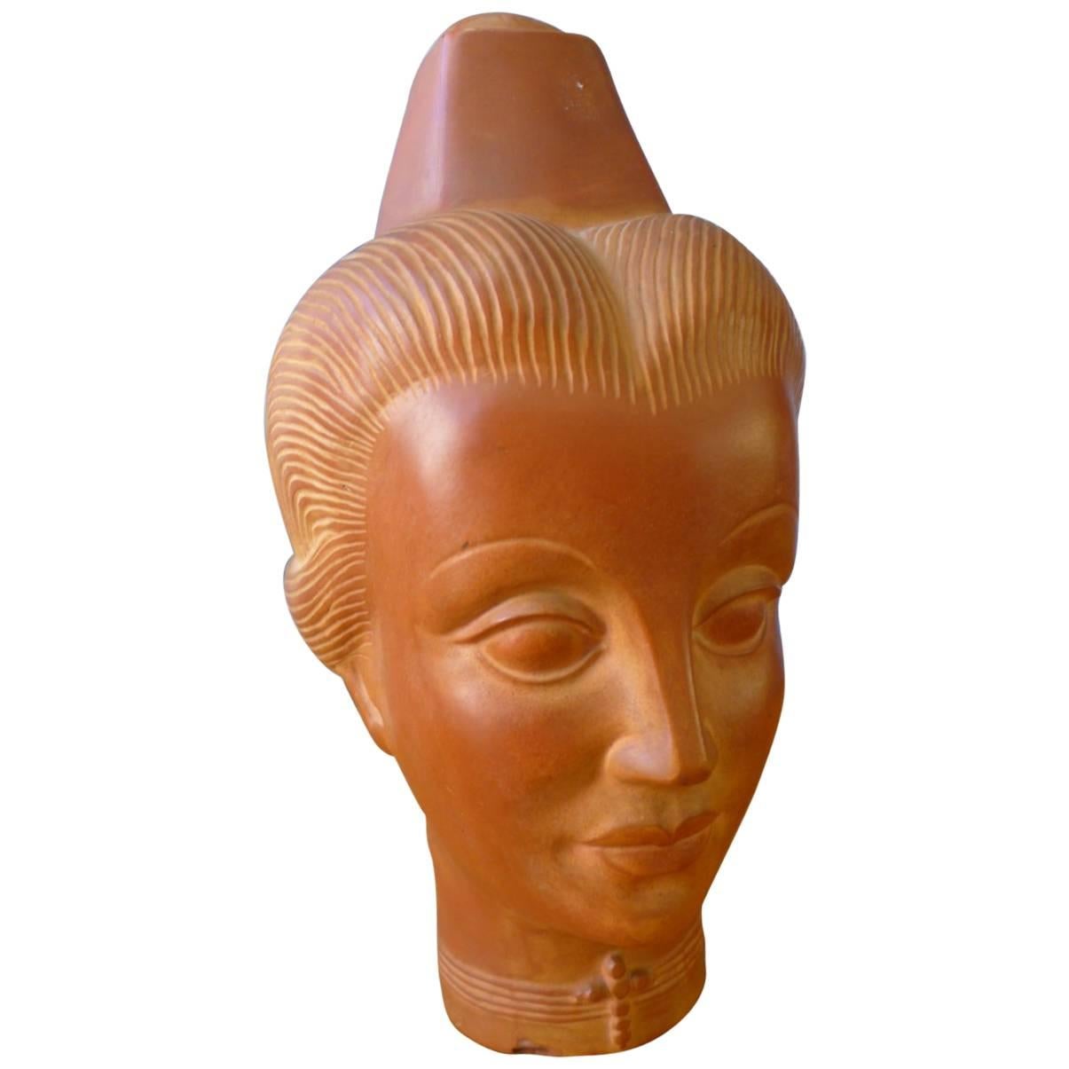 20th Century Terracotta Bust of Arlesienne by Miel Romey, France For Sale