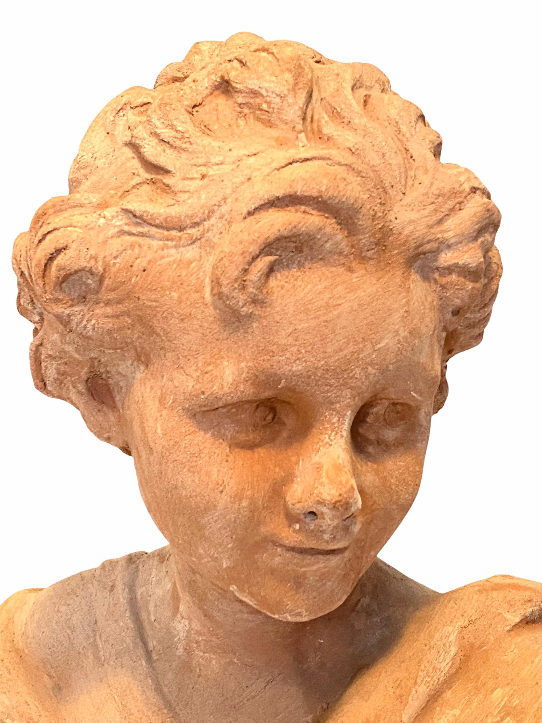 Buste de noblesse italienne en terre cuite du 20ème siècle, Italie Vintage en vente 3