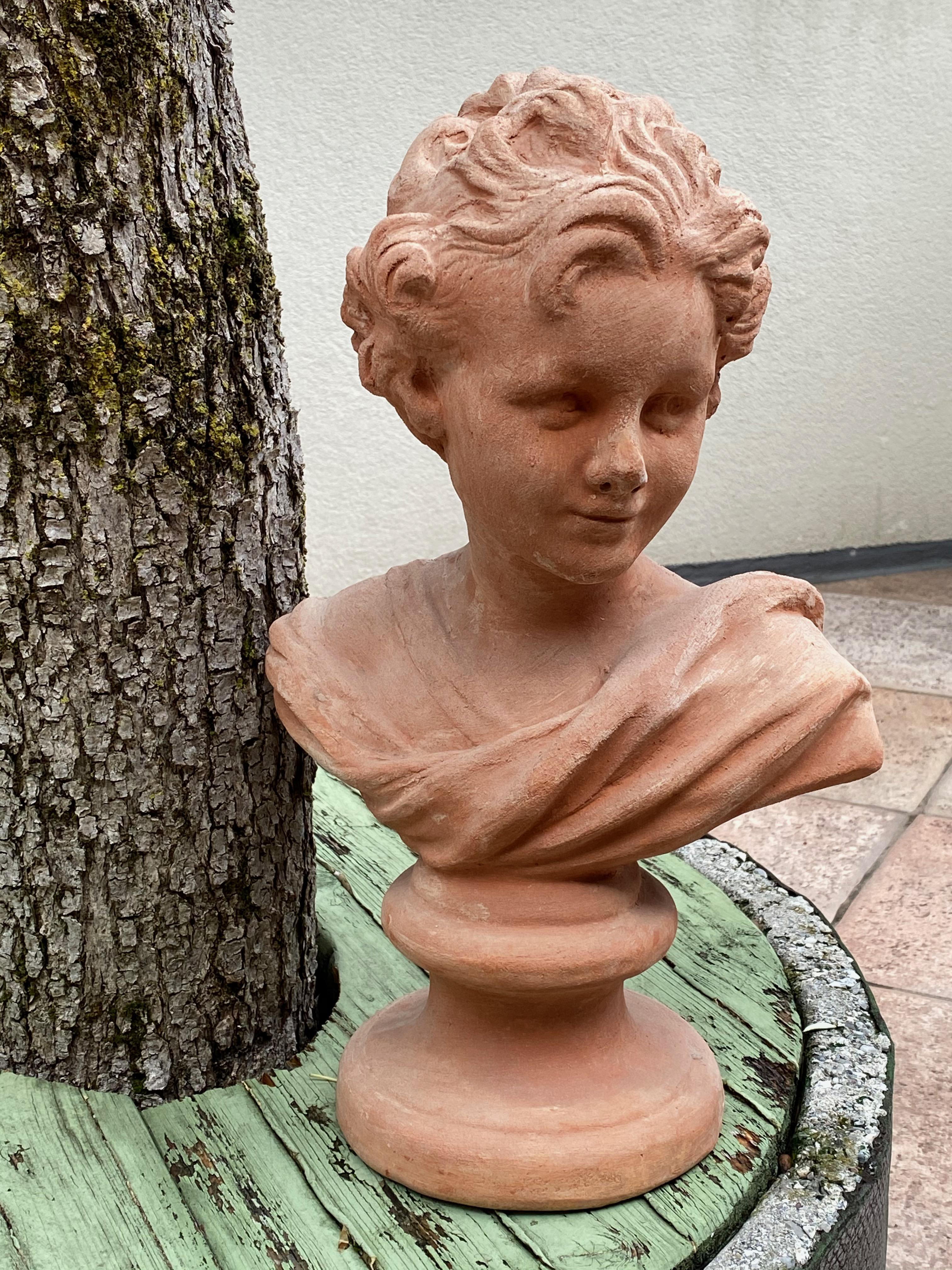 20th Century Terracotta Bust of Italian Nobility, Italy Vintage For Sale 9
