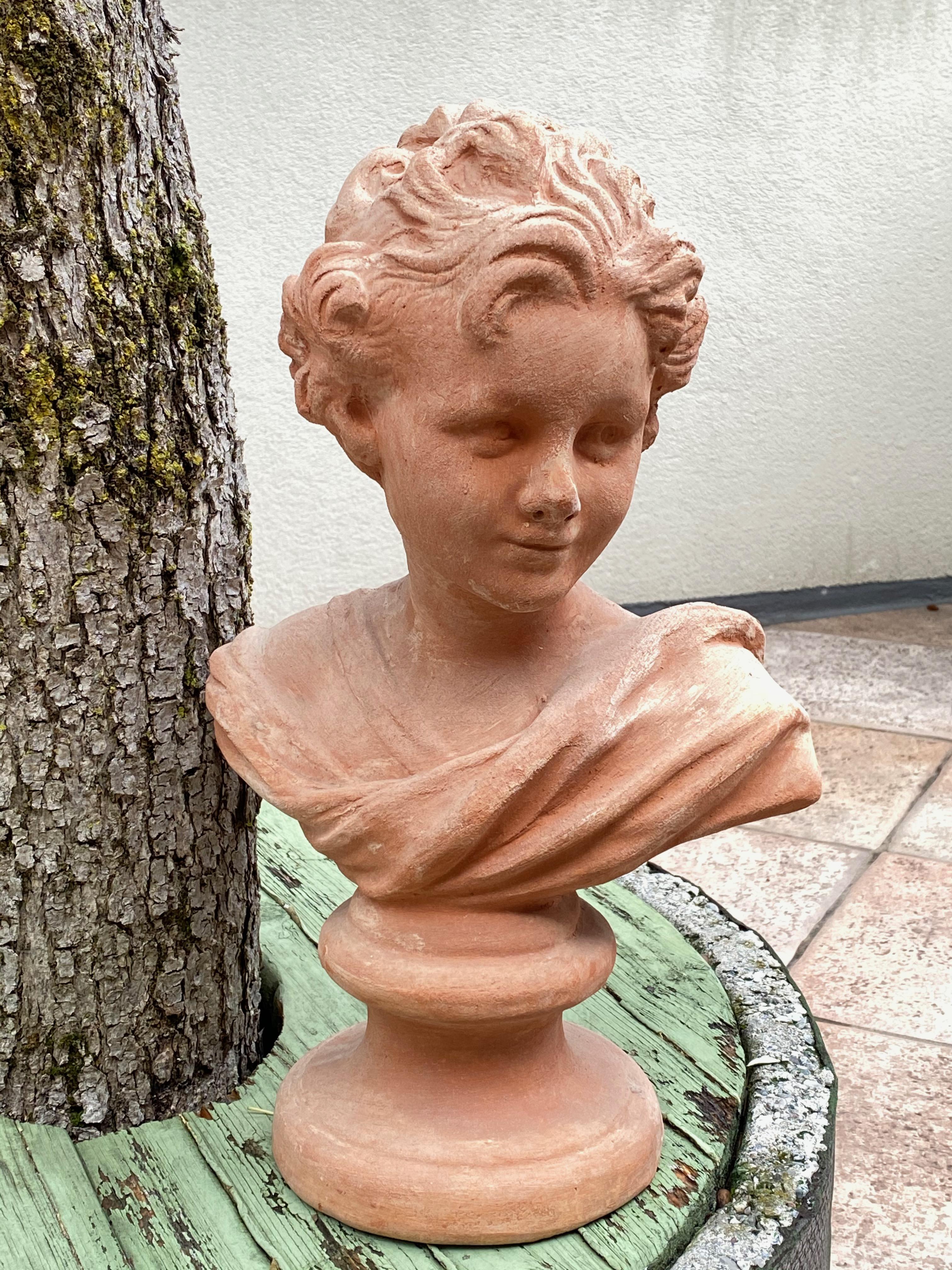 20th Century Terracotta Bust of Italian Nobility, Italy Vintage For Sale 10