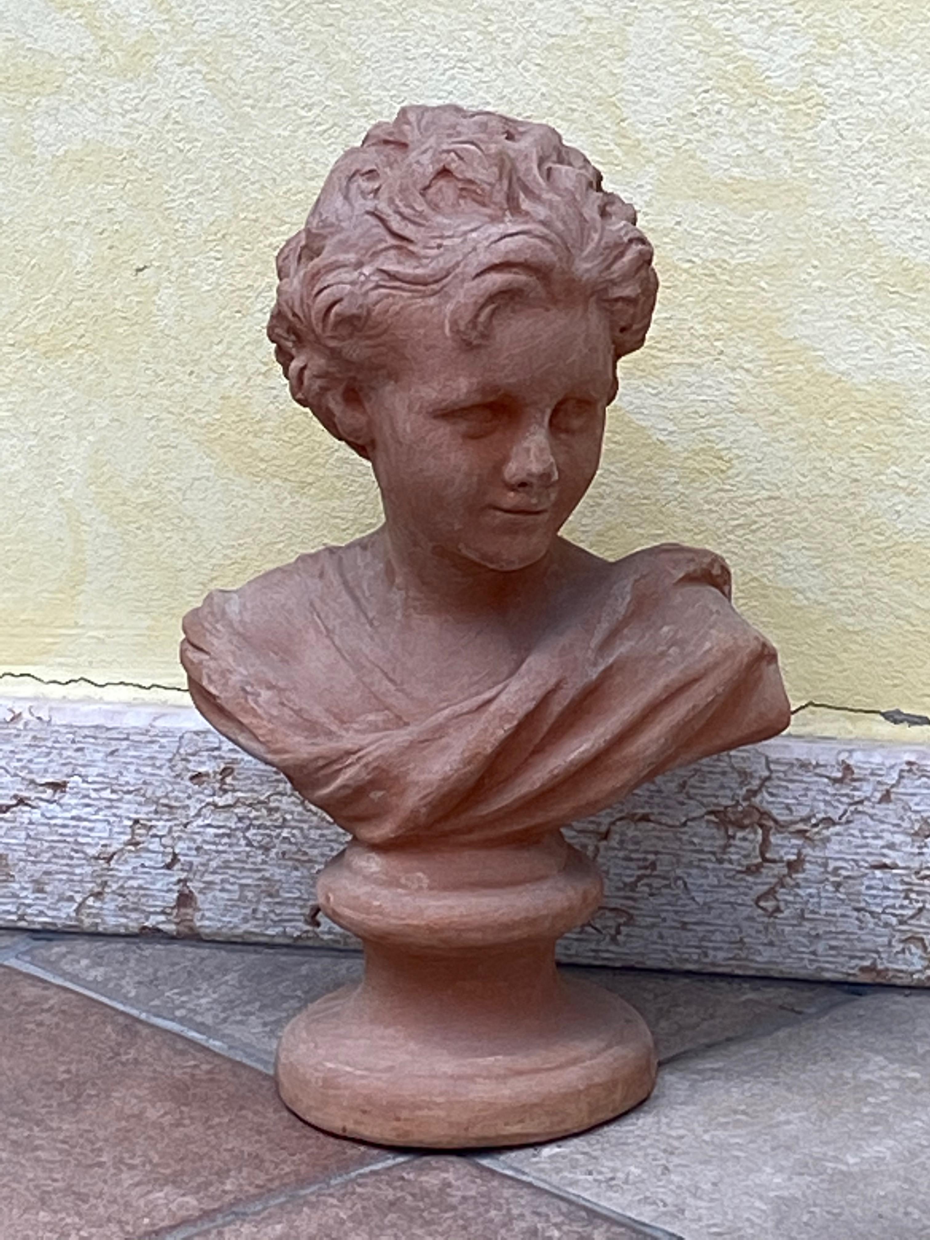 Buste de noblesse italienne en terre cuite du 20ème siècle, Italie Vintage en vente 12