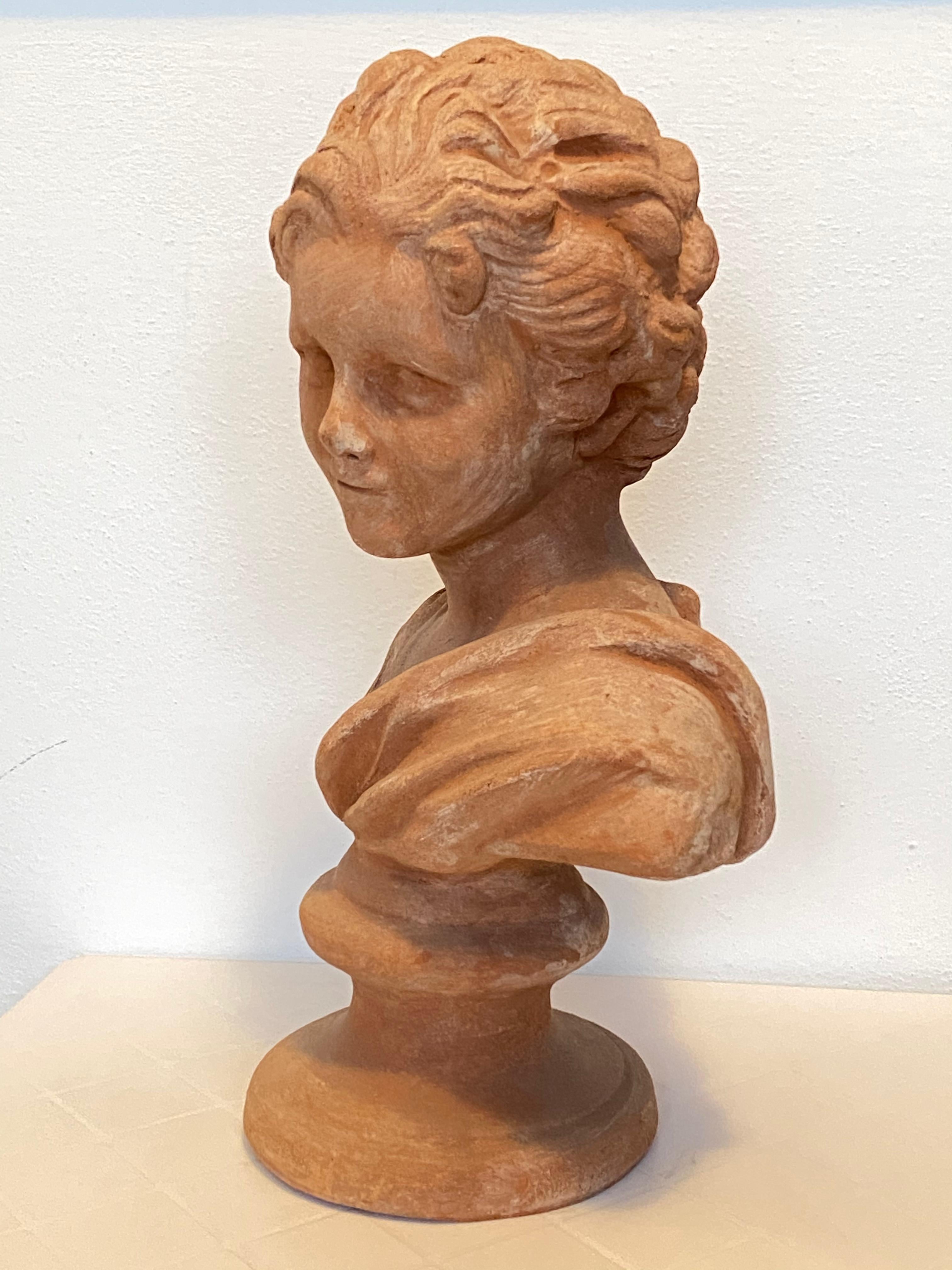 Art nouveau Buste de noblesse italienne en terre cuite du 20ème siècle, Italie Vintage en vente