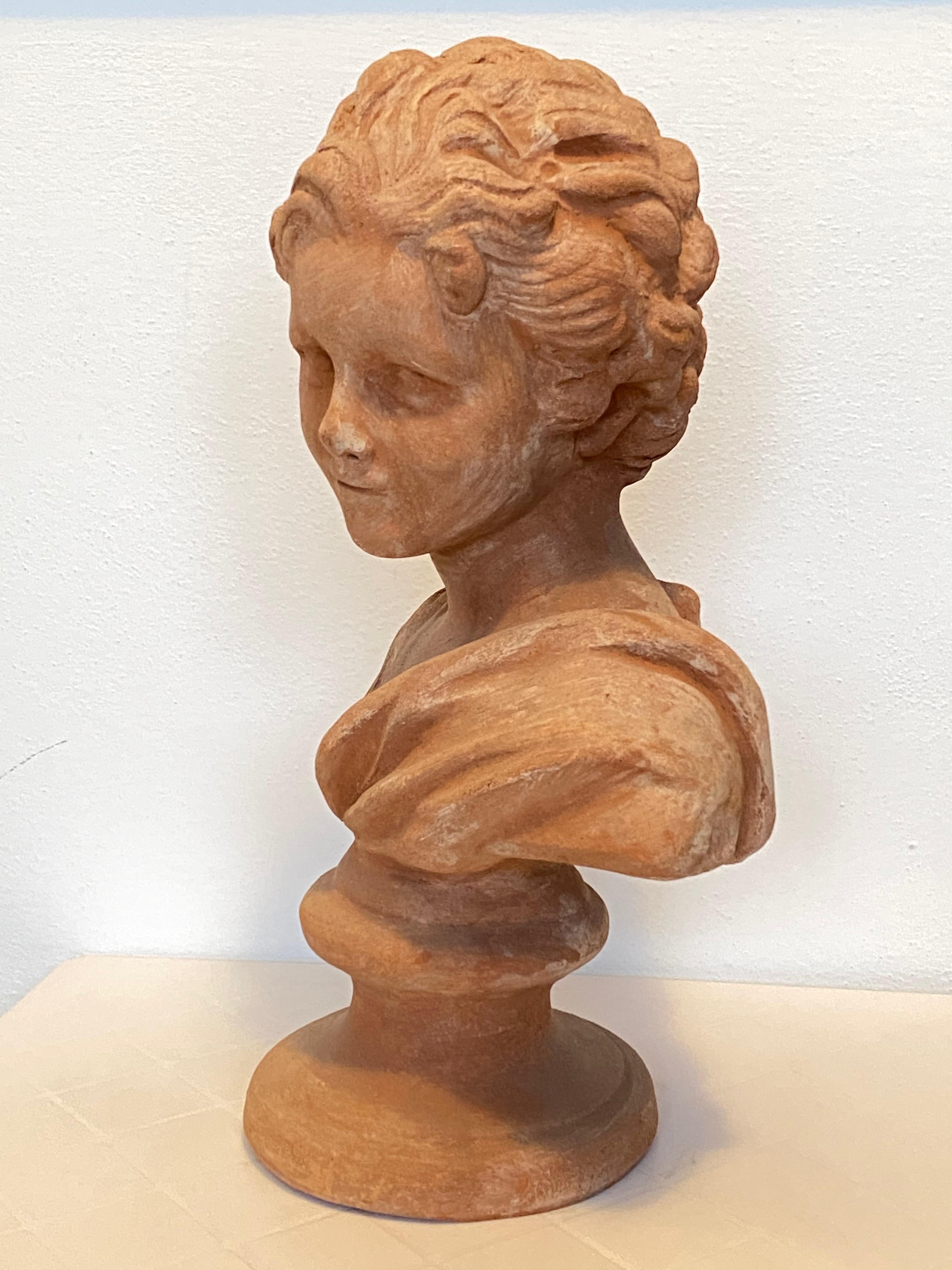 Art nouveau Buste de noblesse italienne en terre cuite du 20ème siècle, Italie Vintage en vente