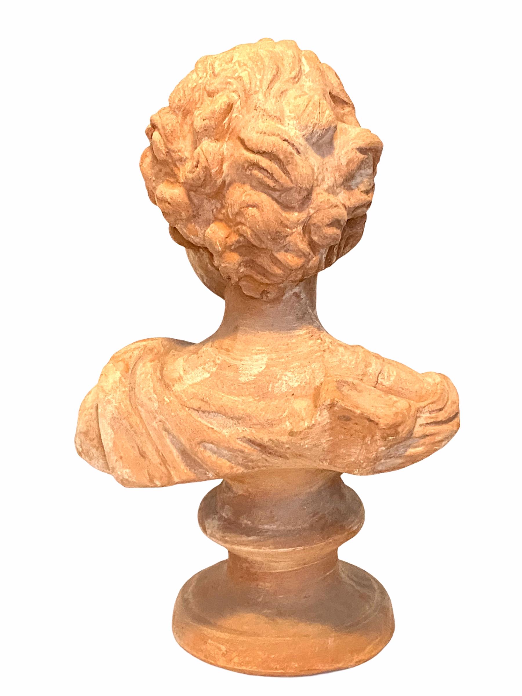 20ième siècle Buste de noblesse italienne en terre cuite du 20ème siècle, Italie Vintage en vente