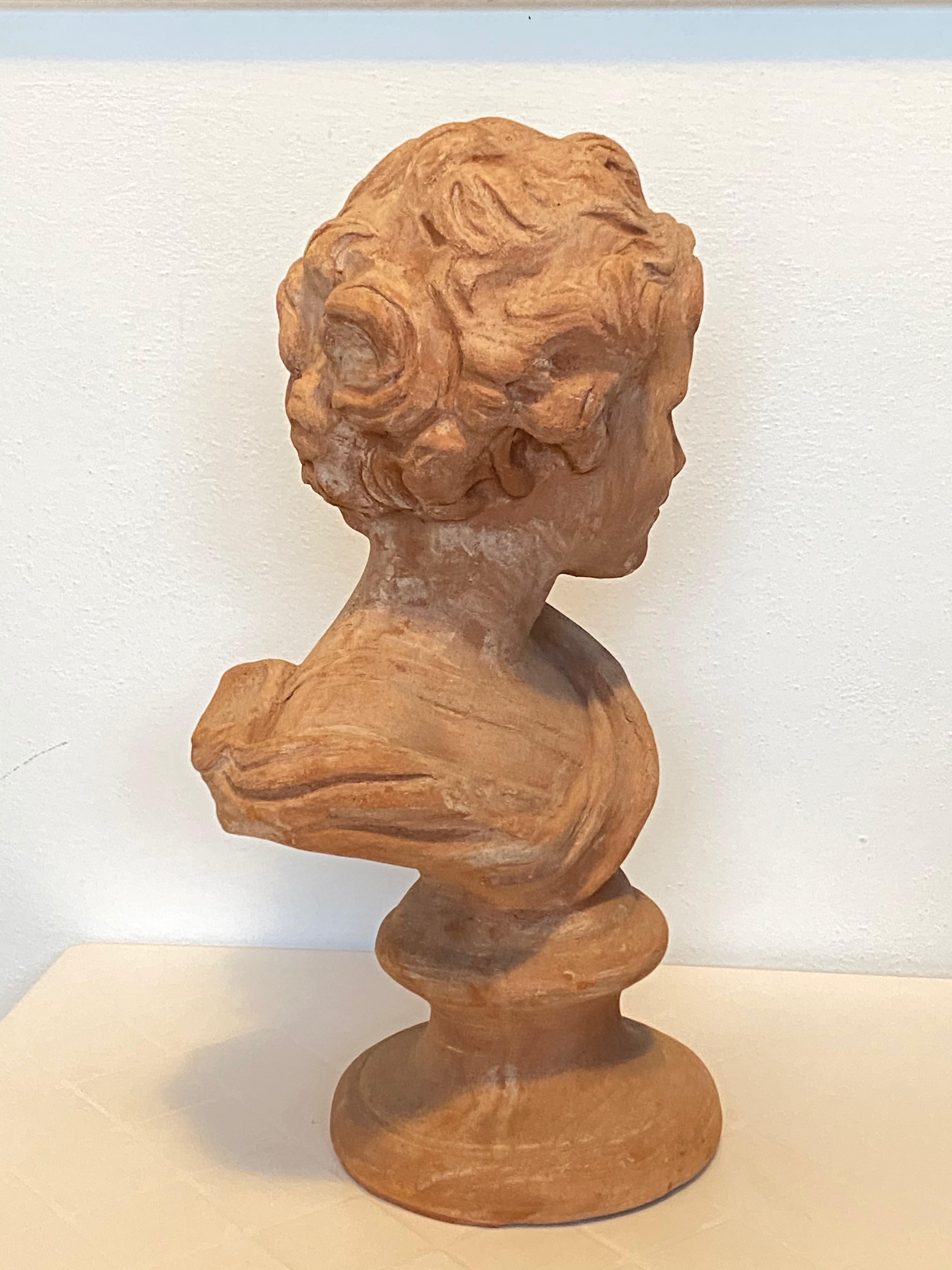 20th Century Terracotta Bust of Italian Nobility, Italy Vintage For Sale 1