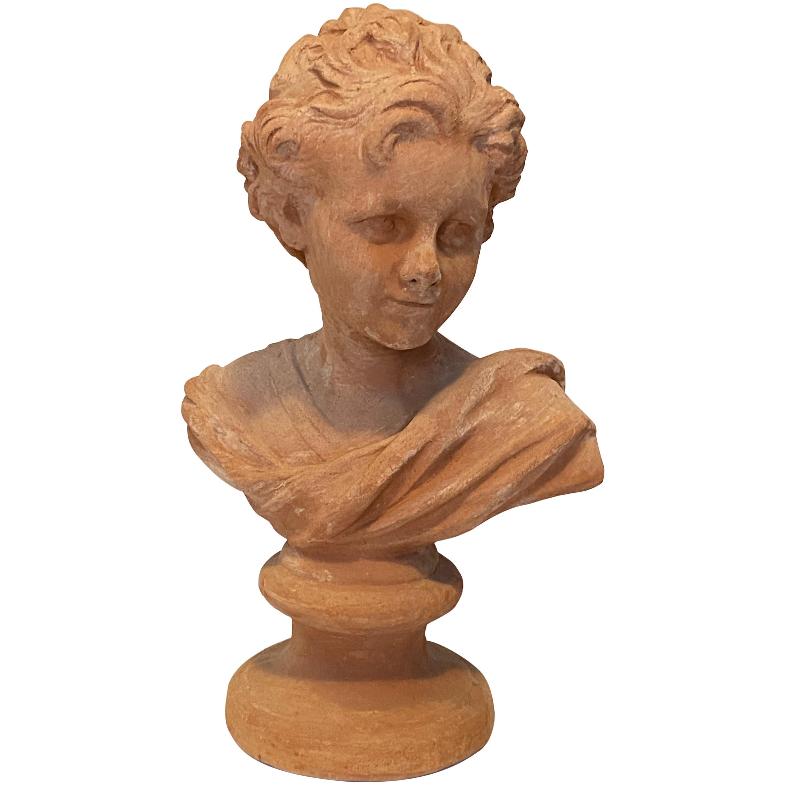 20th Century Terracotta Bust of Italian Nobility, Italy Vintage For Sale