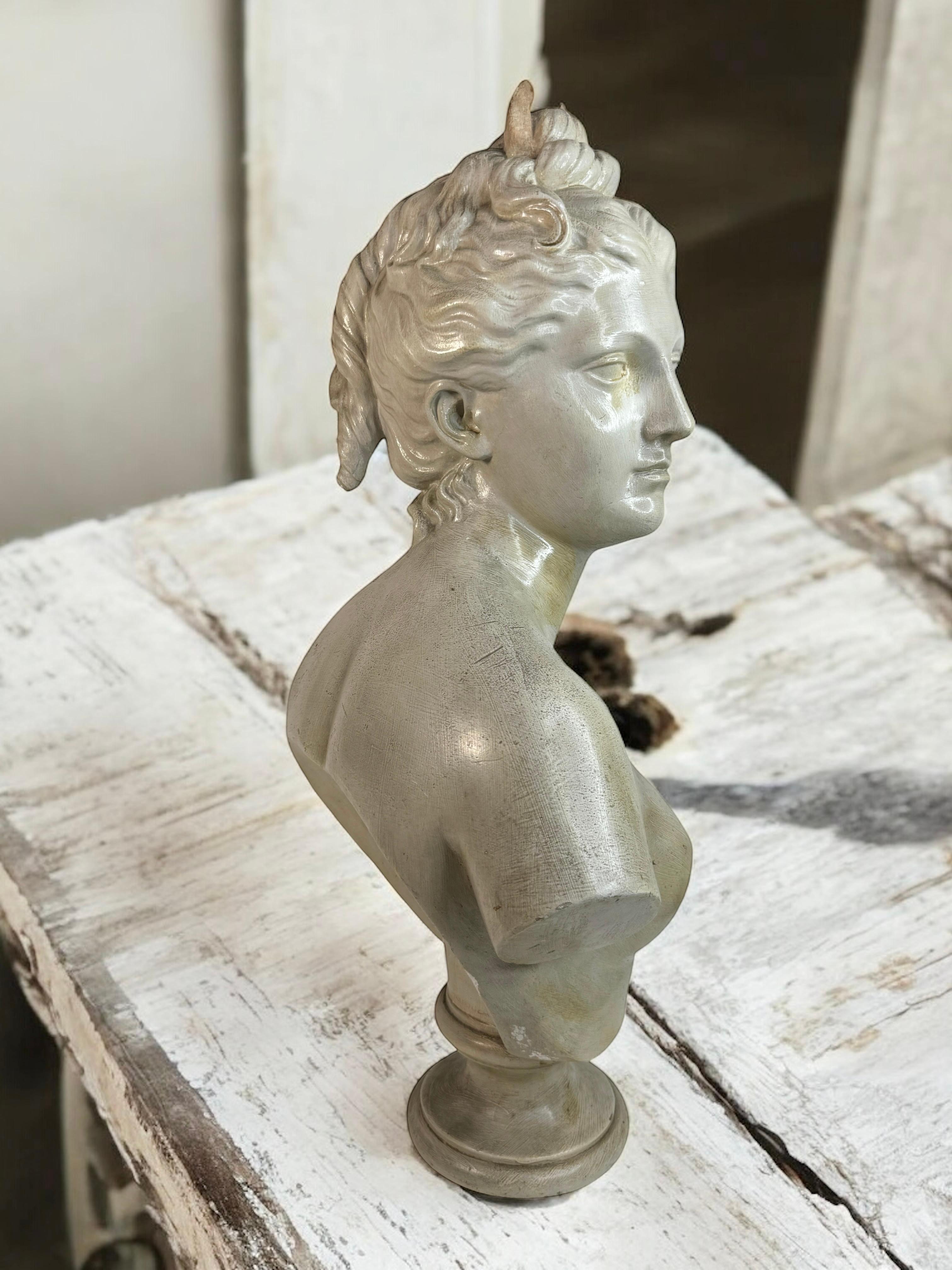 20th Century Terracotta Diana Goddess of the Hunt Bust France 1910s For Sale 8