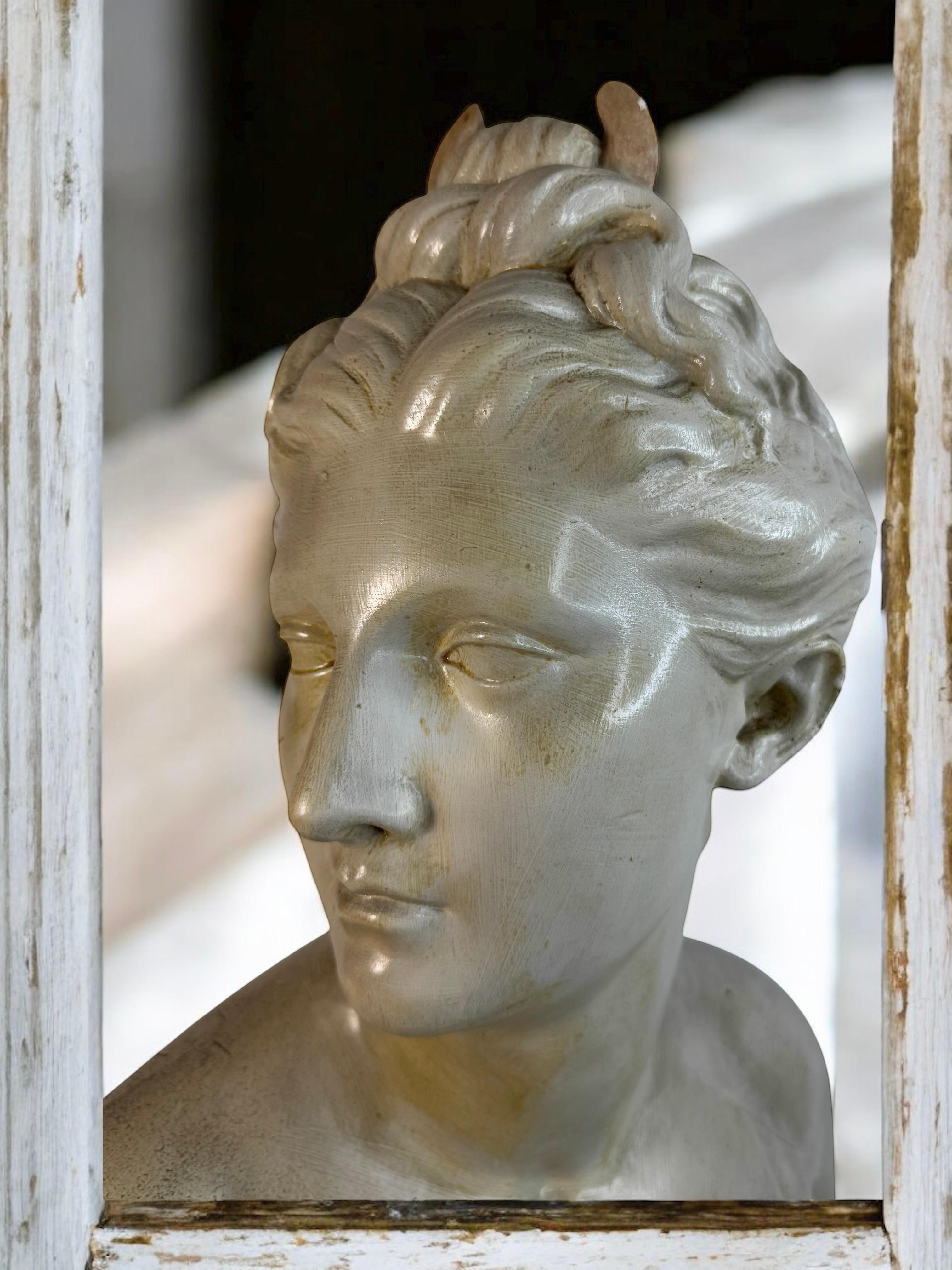 20th Century Terracotta Diana Goddess of the Hunt Bust France 1910s For Sale 11