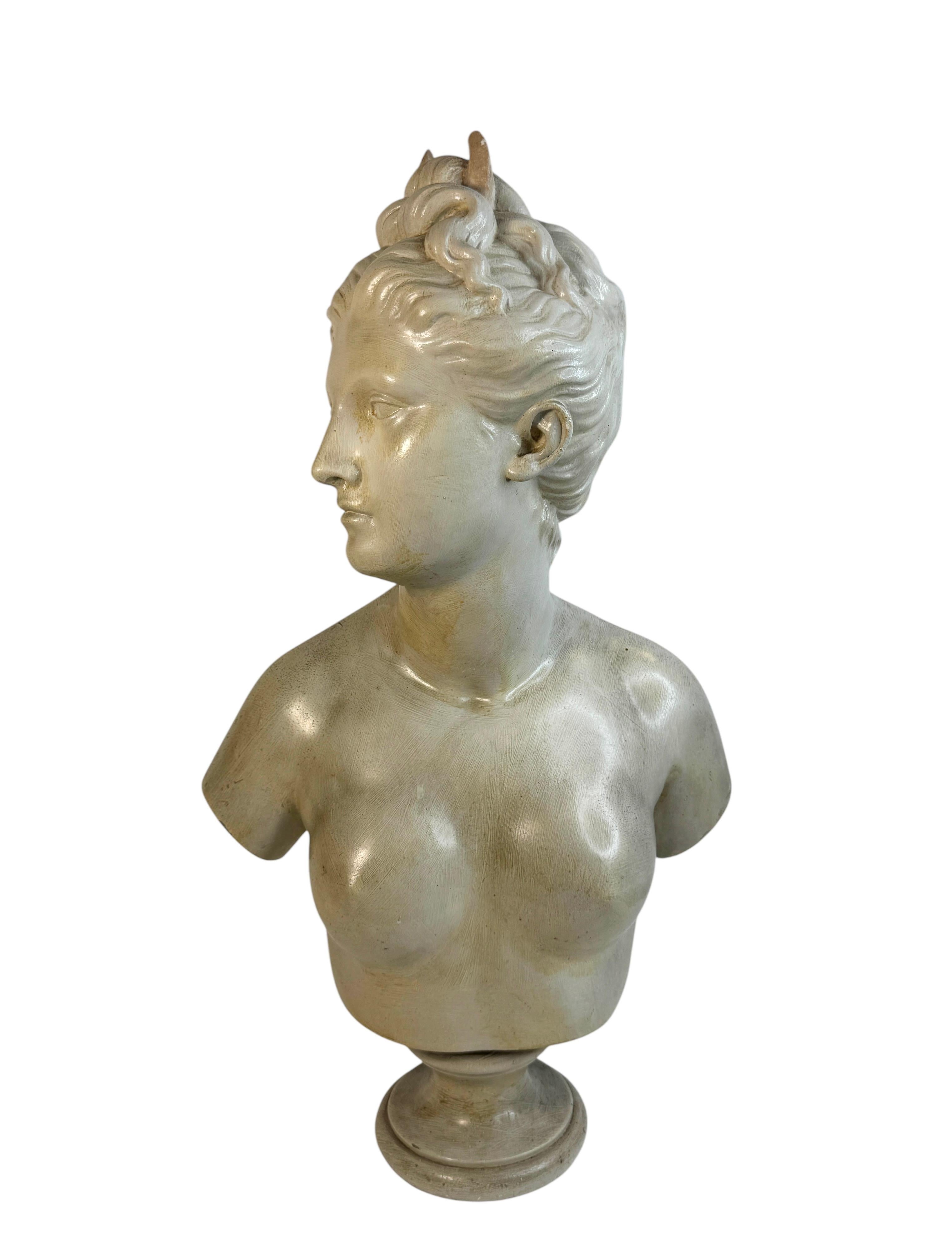 20th Century Terracotta Diana Goddess of the Hunt Bust France 1910s For Sale 1