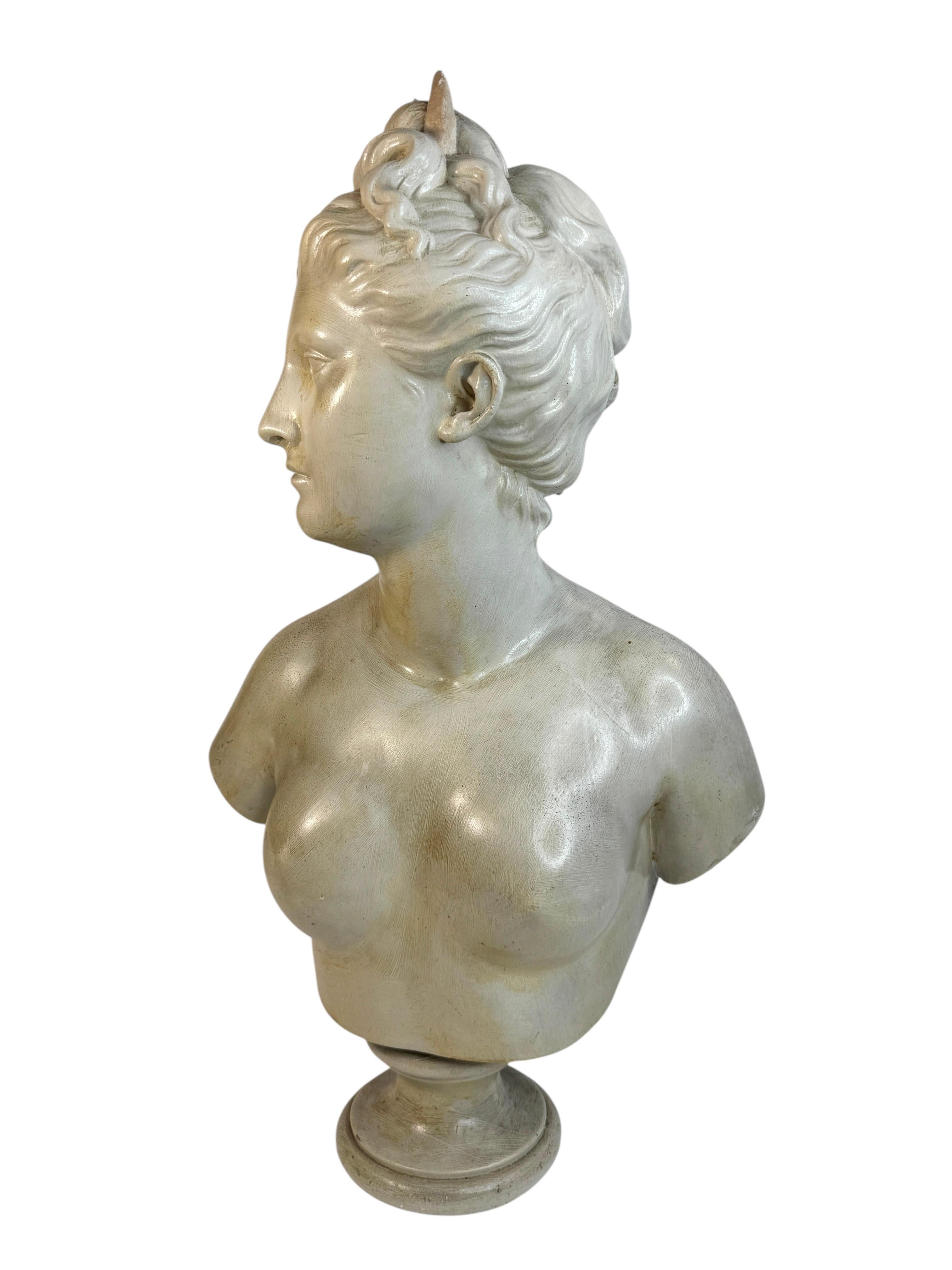 20th Century Terracotta Diana Goddess of the Hunt Bust France 1910s For Sale 2