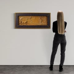 20th Century Terracotta French Mythological Bas Relief Sculpture Venus with Faun