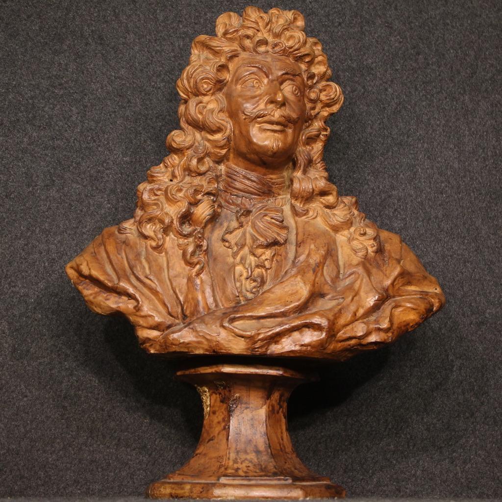 20th Century Terracotta French Nobleman Sculpture, 1950s In Good Condition For Sale In Vicoforte, Piedmont