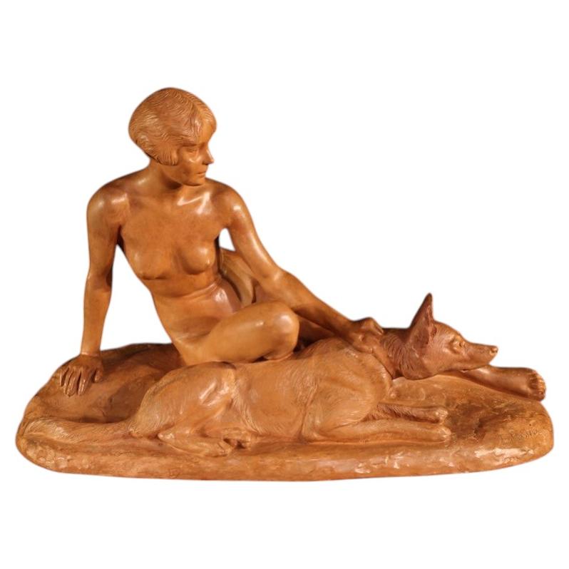 20th Century Terracotta French Signed Art Deco Sculpture, 1920s