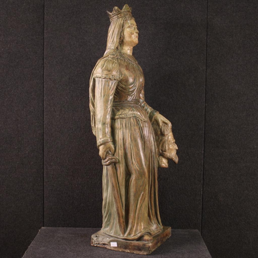 20th Century Terracotta Italian Biblical Sculpture Judith and Holofernes, 1920 In Good Condition In Vicoforte, Piedmont