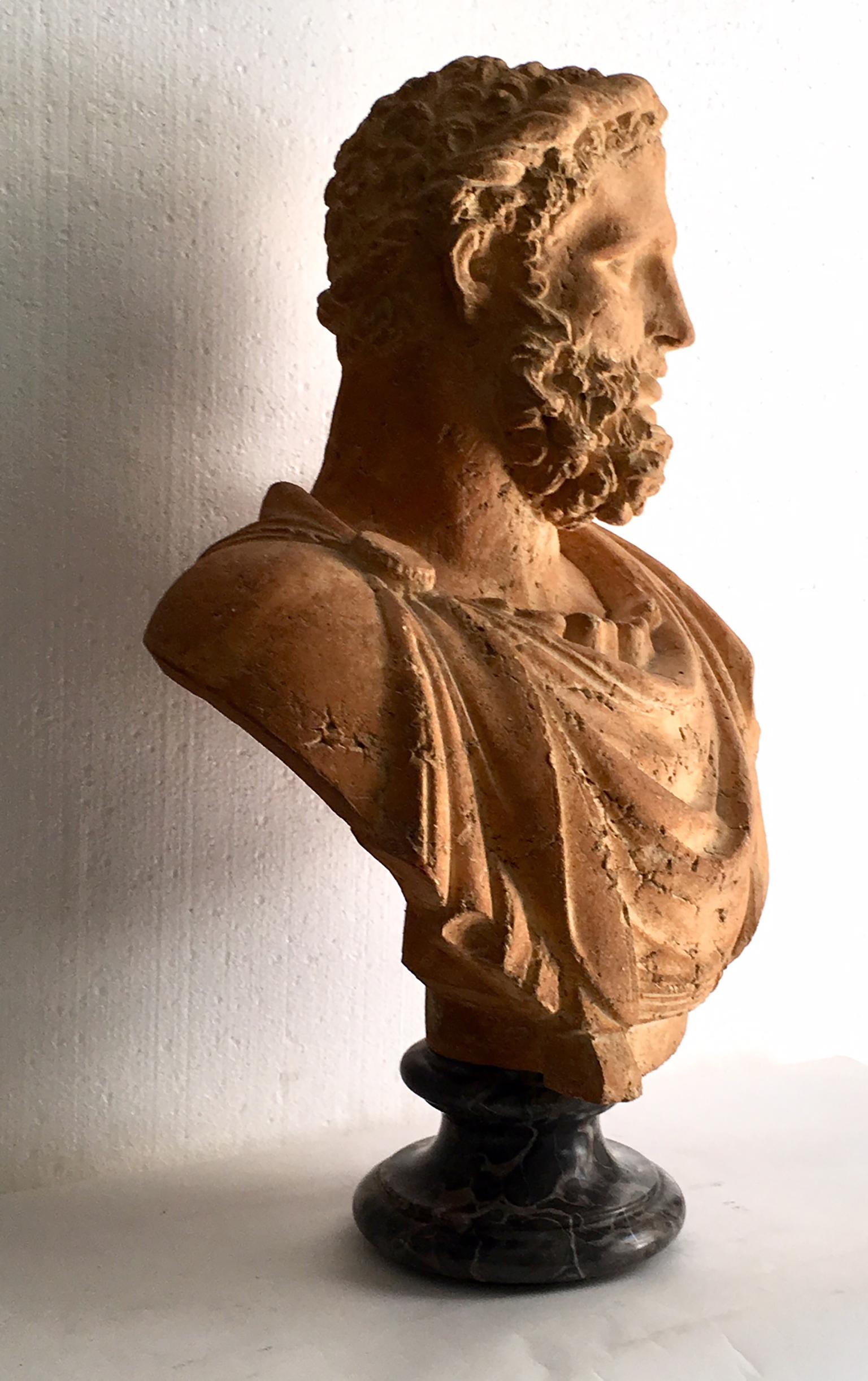 Hand-Crafted 20th Century Terracotta Italian Bust of Emperor
