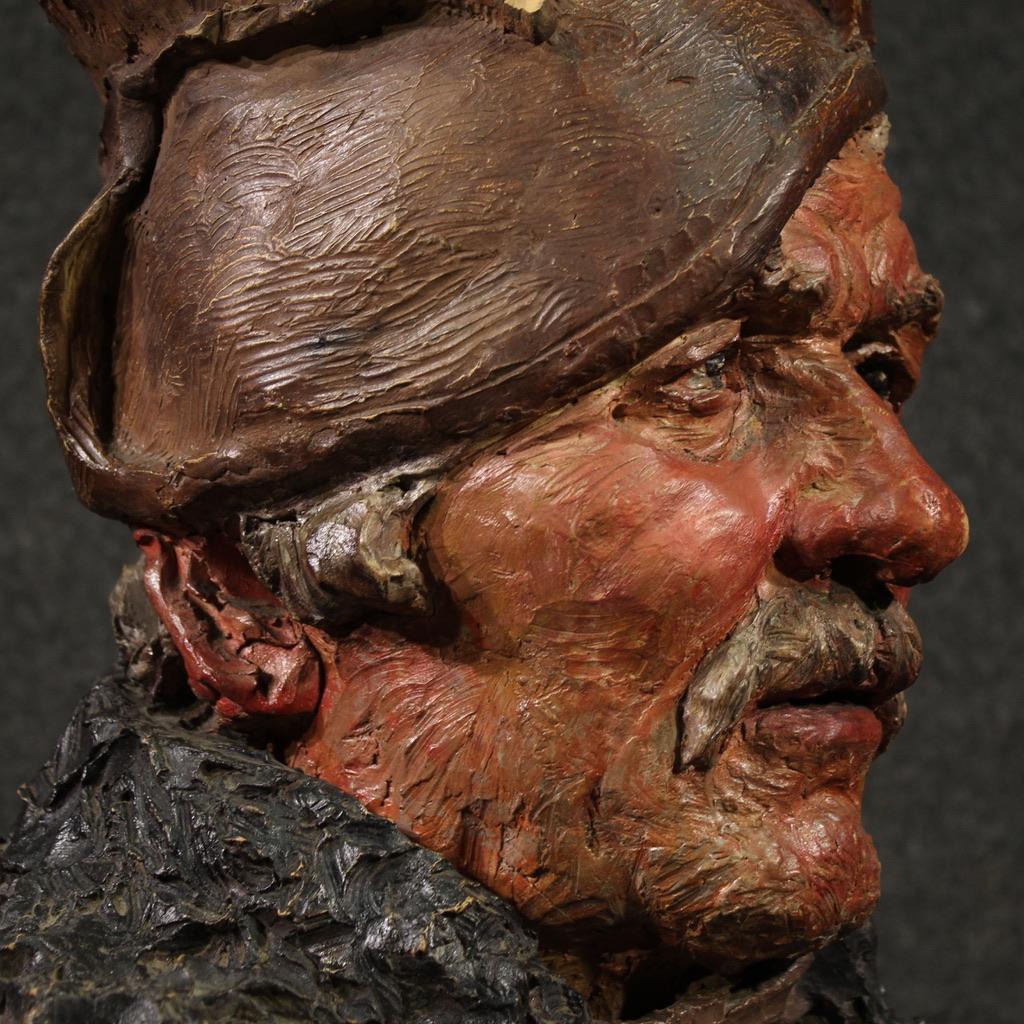 Early 20th Century 20th Century Terracotta Italian Half Bust Fisherman Sculpture, 1920 in vendita