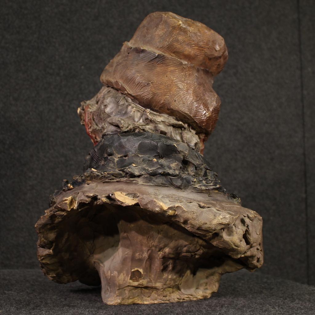 20th Century Terracotta Italian Half Bust Fisherman Sculpture, 1920 in vendita 1