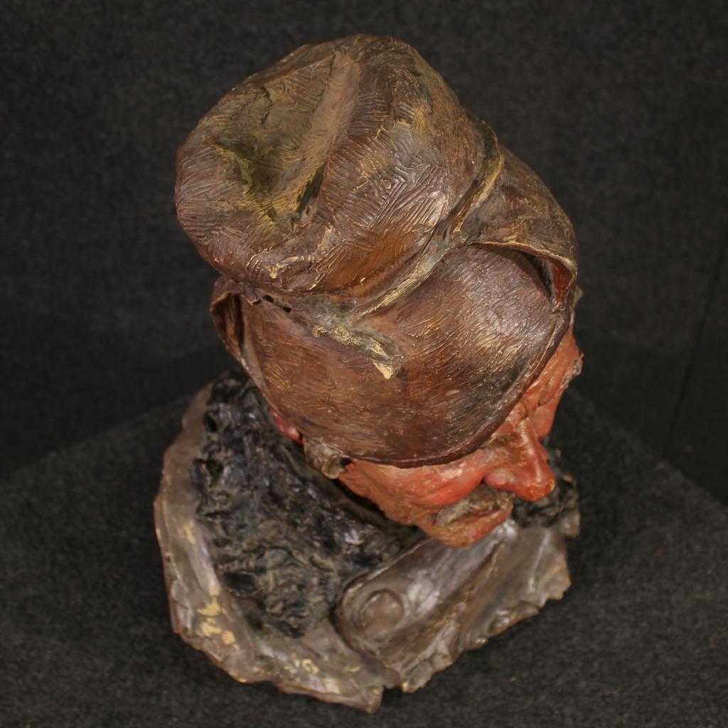 20th Century Terracotta Italian Half Bust Fisherman Sculpture, 1920 in vendita 5