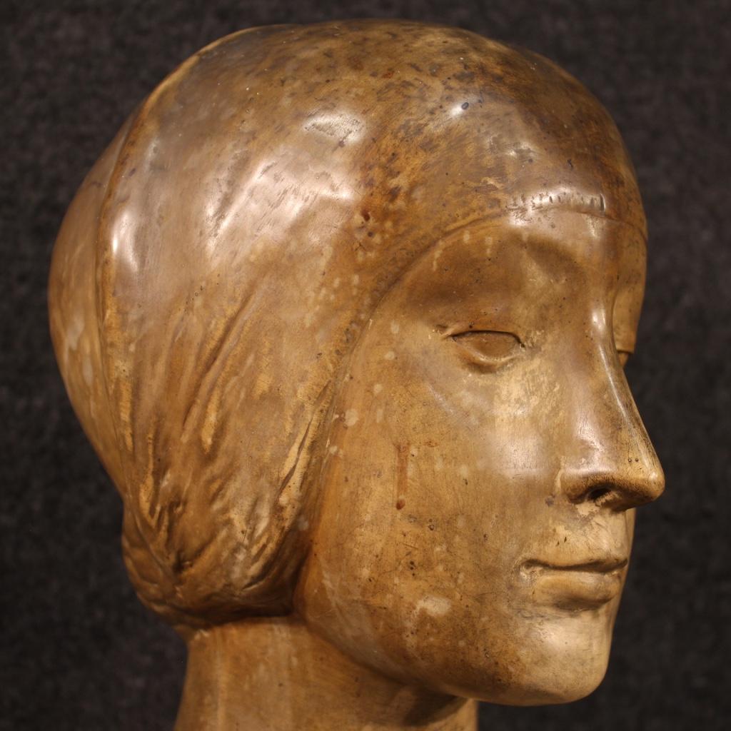20th Century Terracotta Italian Sculpture Bust of Woman, 1950 8