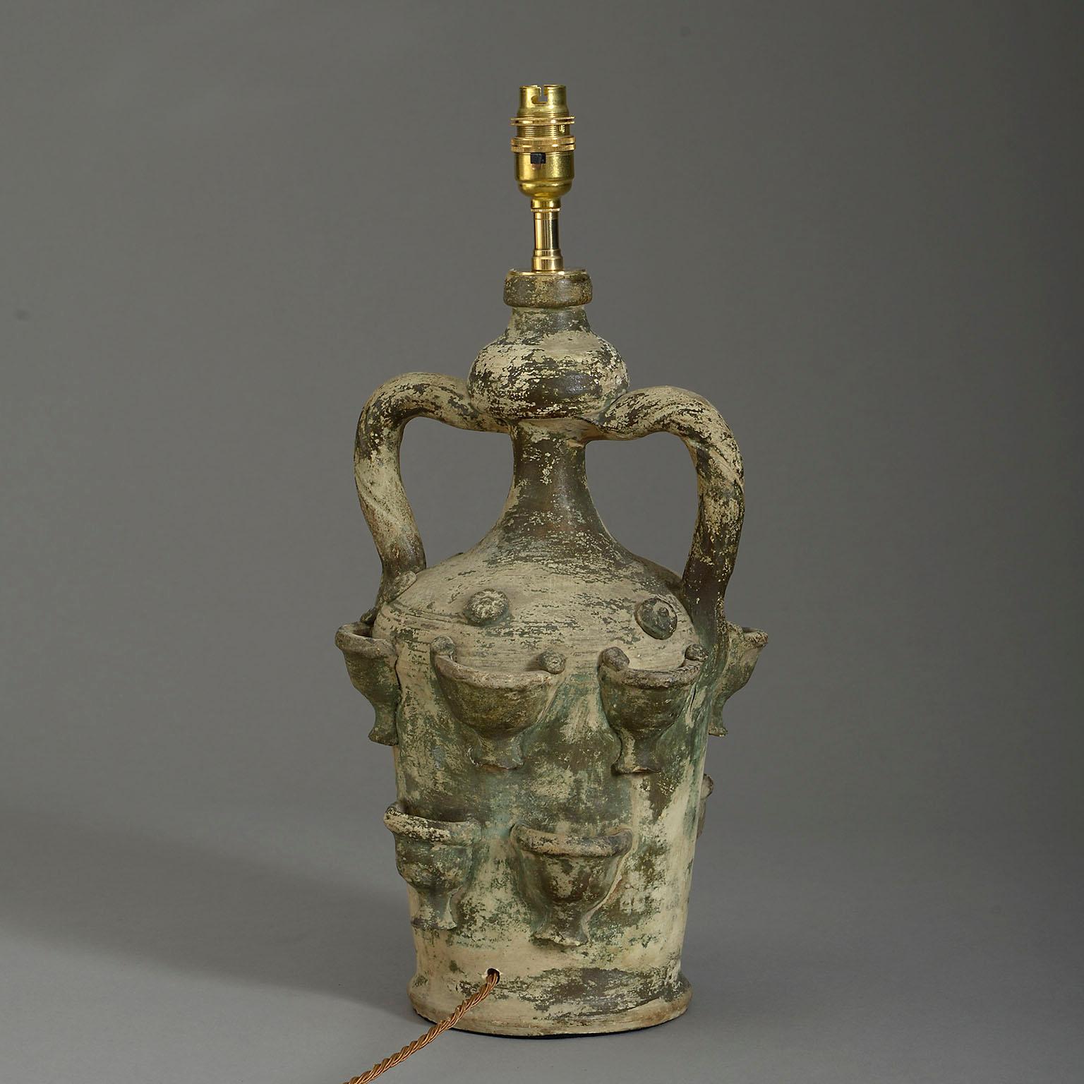 Italian 20th Century Terracotta Vase Lamp in the Antique Taste For Sale