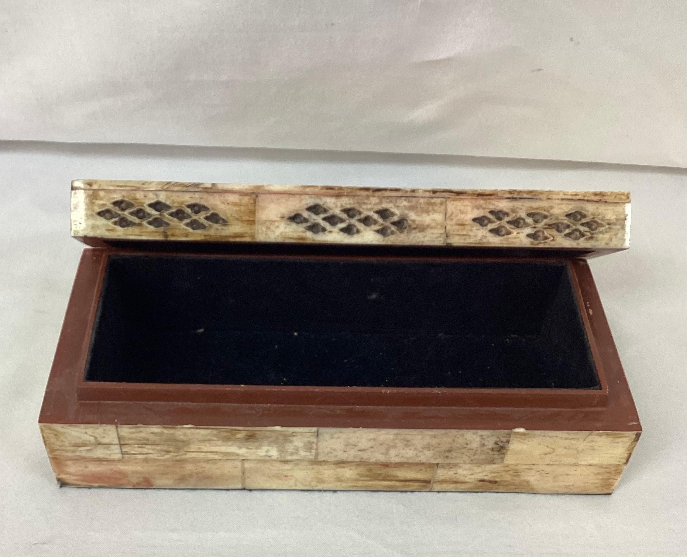 Modern 20th Century Tessellated Bone Trinket Box For Sale