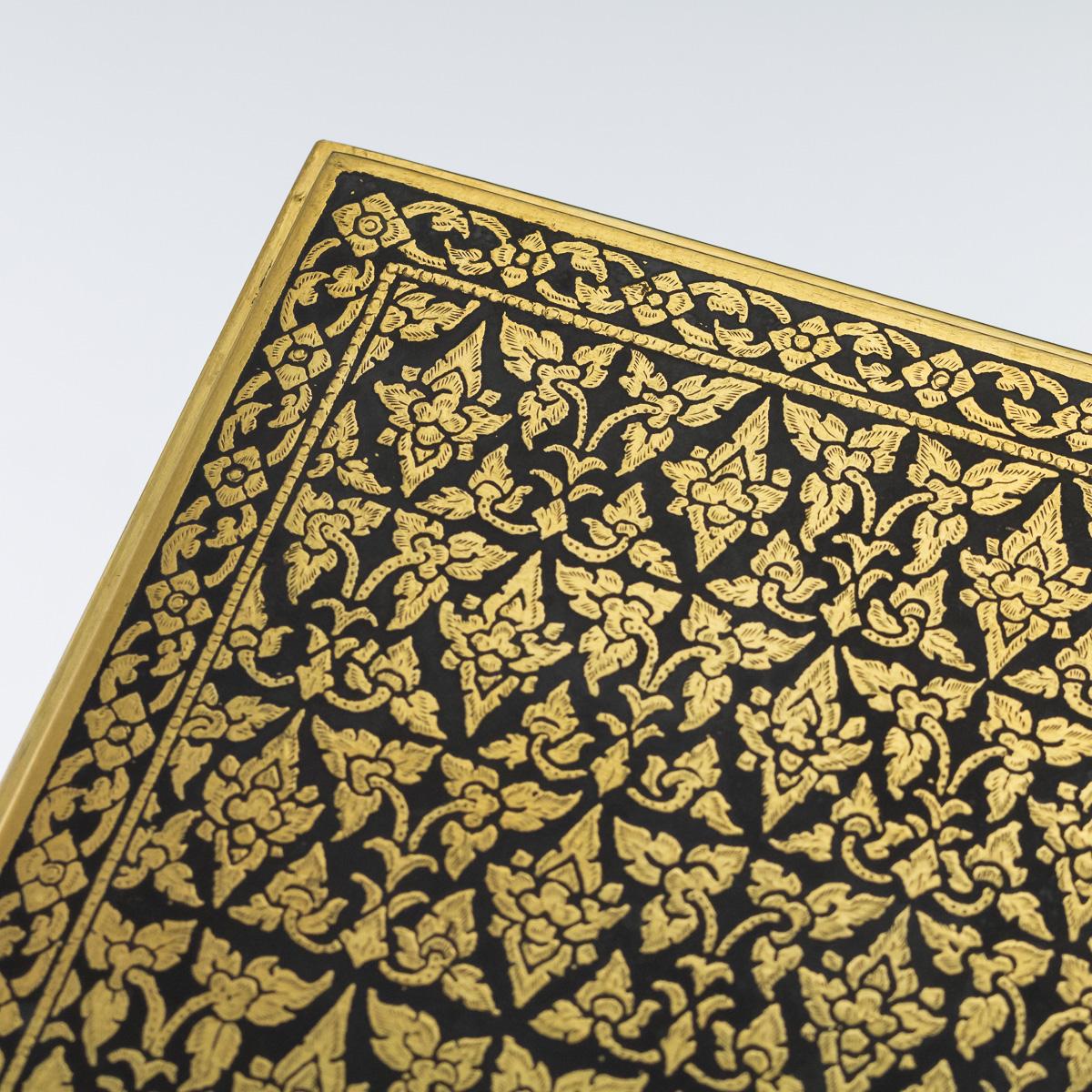 20th Century Thai Royal Silver-Gilt Niello Enamel Cigar Box, Bangkok, circa 1960 2