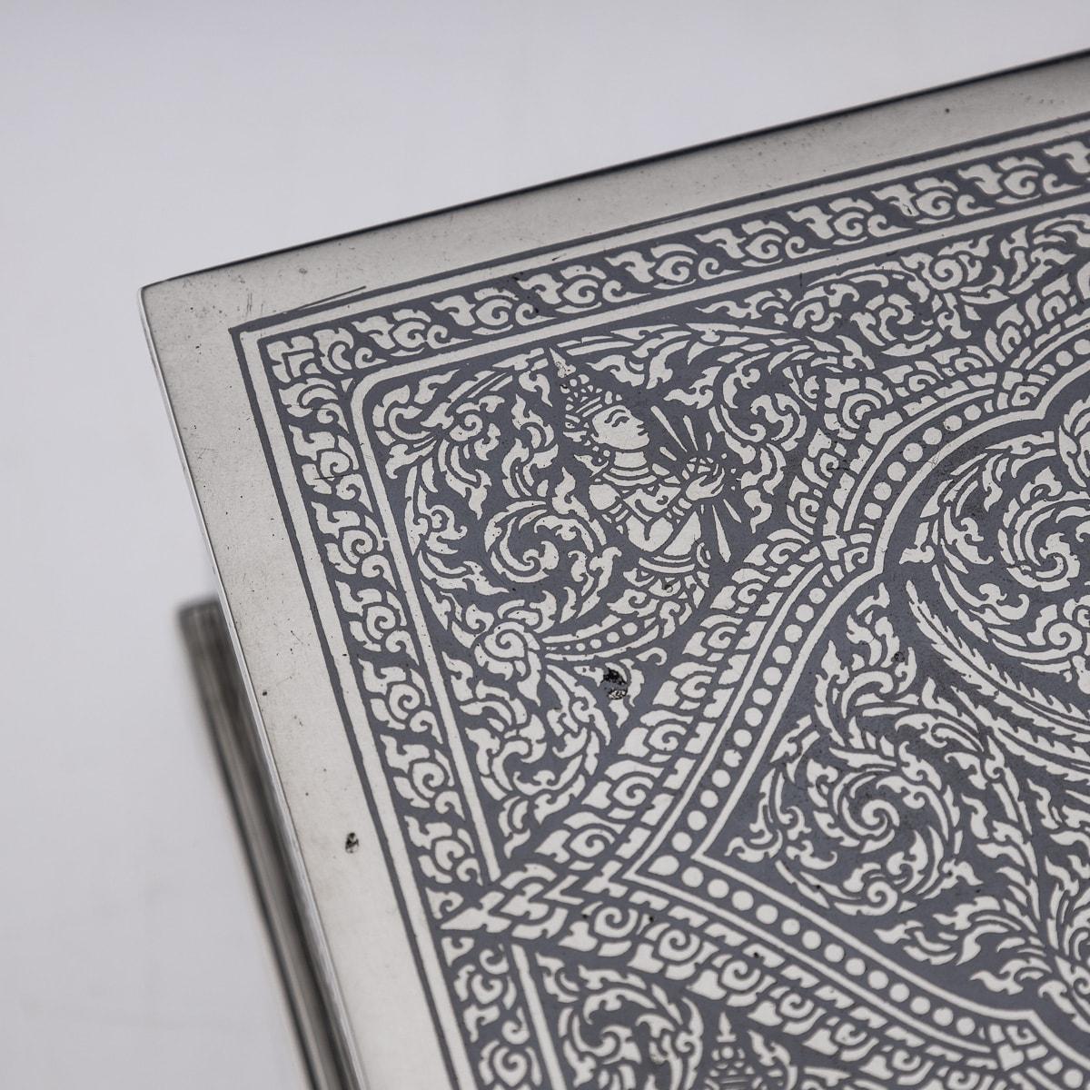 20th Century Thai Solid Silver & Niello Box, Bangkok, c.1940 6