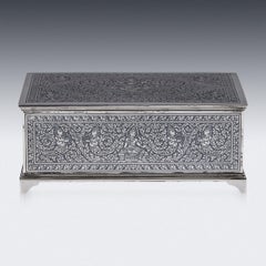 20th Century Thai Solid Silver & Niello Box, Bangkok, c.1940