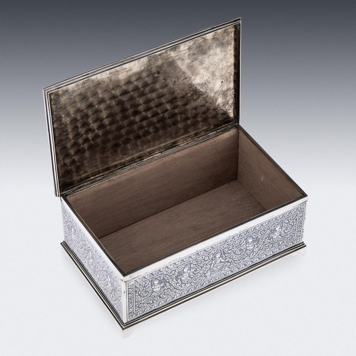 20th Century Thai Solid Silver & Niello Box, Bangkok, c.1940 3