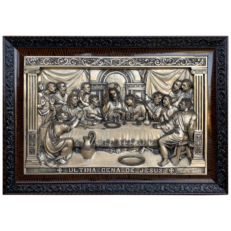 20th Century "The Last Supper" Large Metal Sculpture Relief at 1stDibs