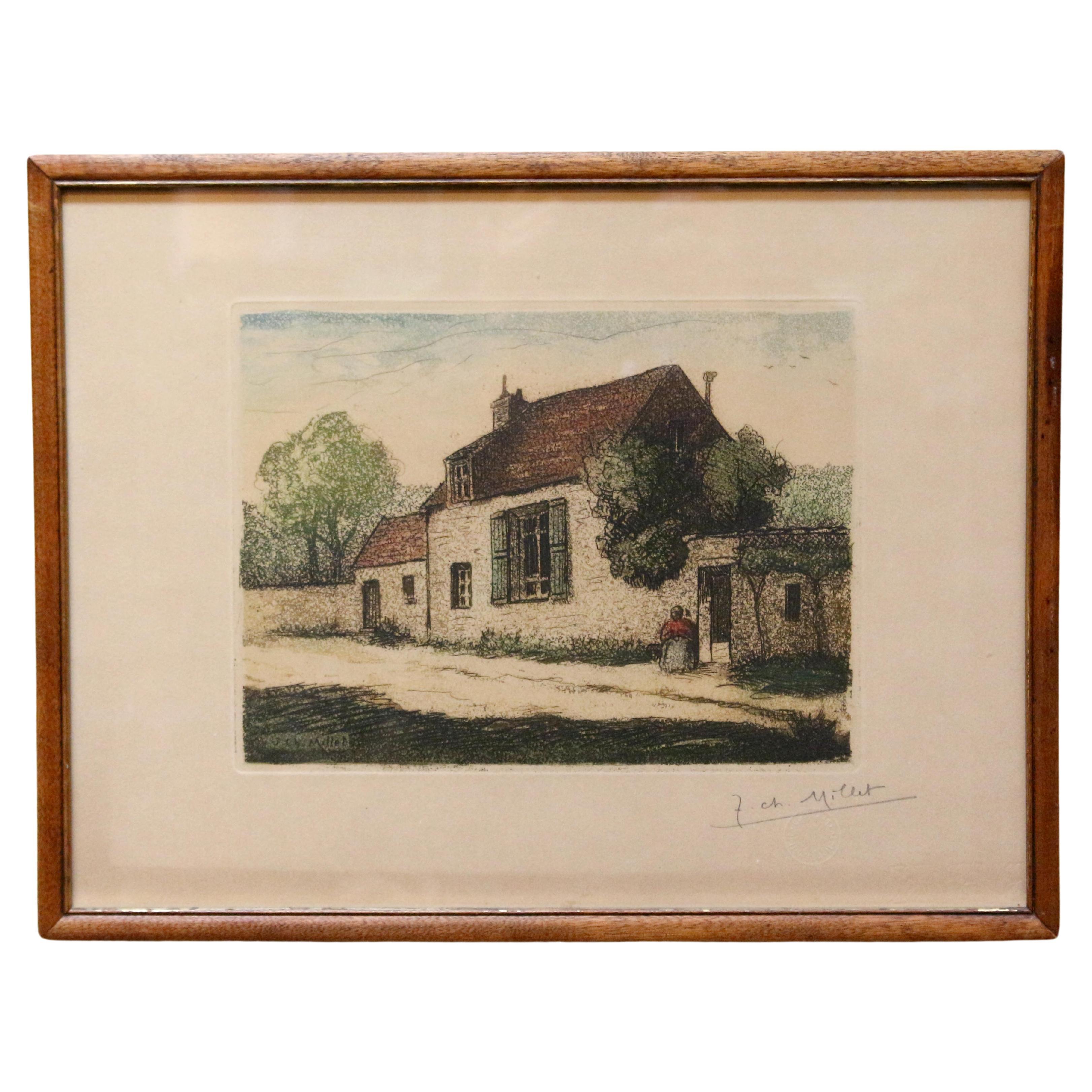 20th Century "The Millet Family Home" by Jean-Charles Millet, French For Sale