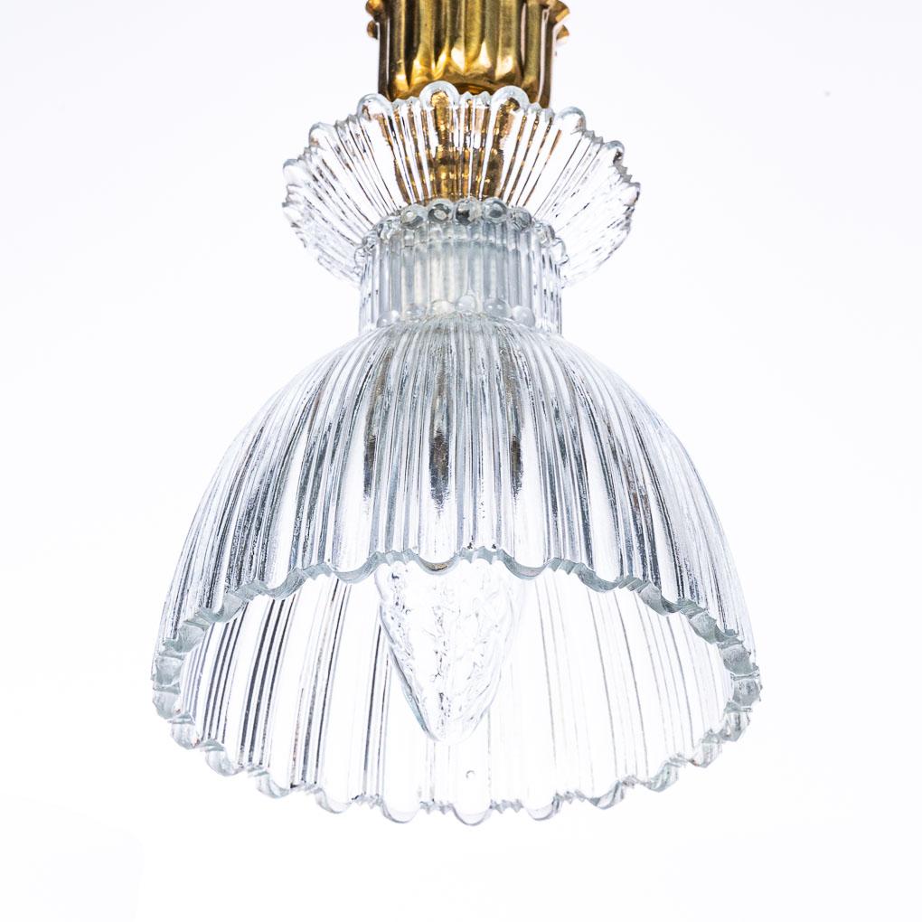 20th Century Thick Glass & Brass Pendant For Sale 2