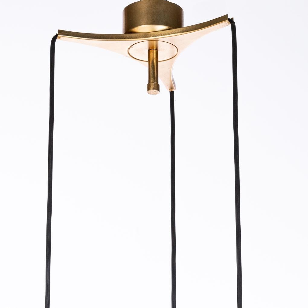 20th Century Thick Glass & Brass Pendant For Sale 3
