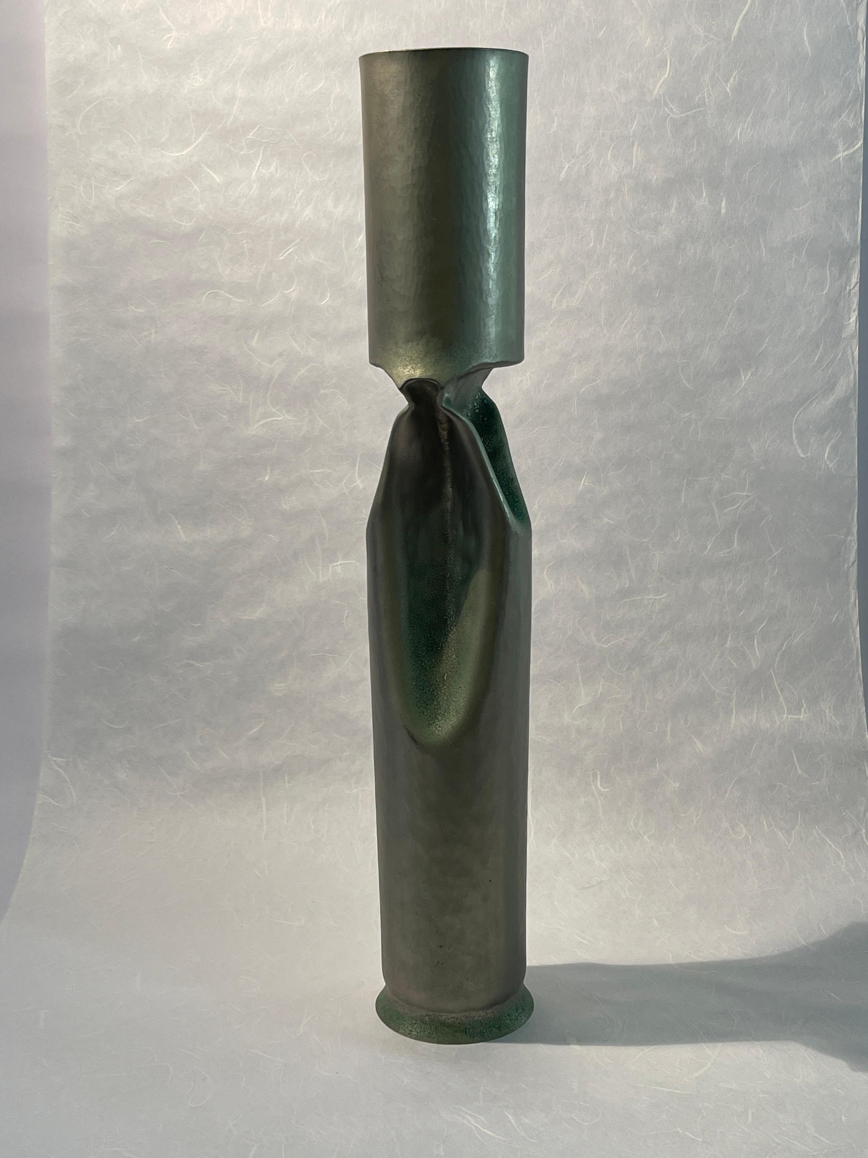 Modern 20th Century Thomas Roy Markusen Nickel Plated Candleholder or Vase For Sale