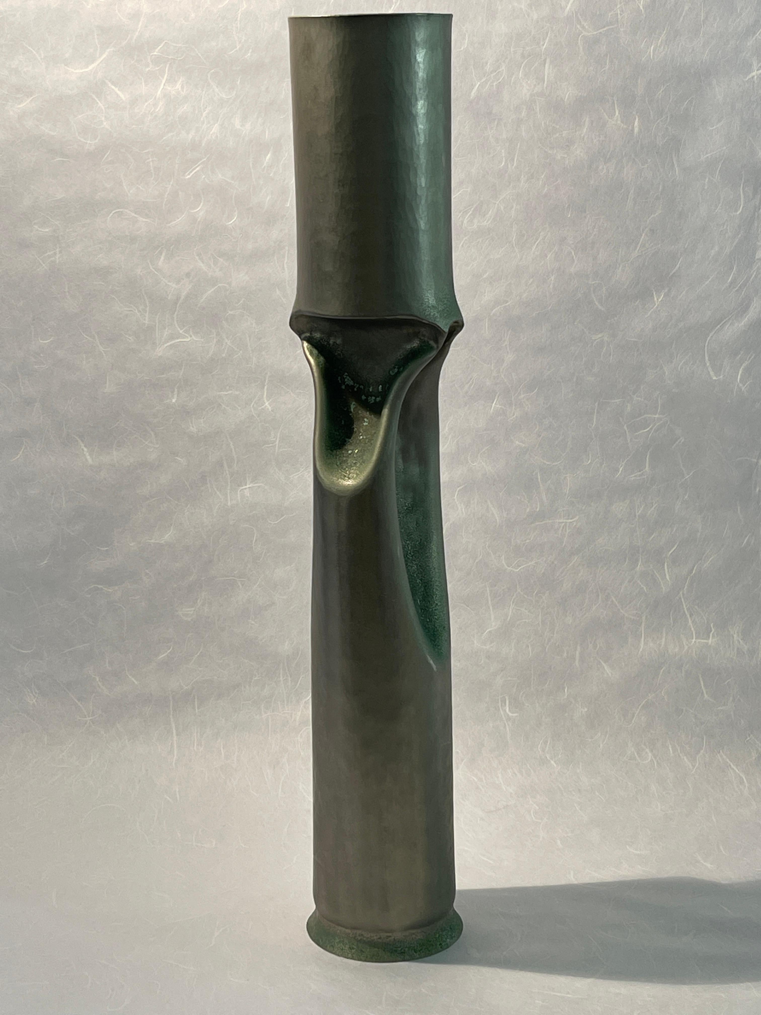 Late 20th Century 20th Century Thomas Roy Markusen Nickel Plated Candleholder or Vase For Sale