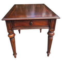 20th Century Thomasville Mahogany Single Drawer Banded Top Side Table