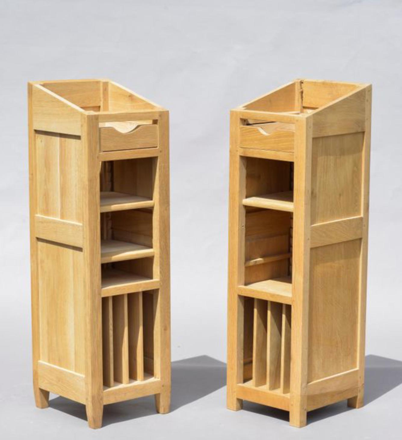 Three French oak lecterns with niches and high shelves.
Could be sold separately.
France, circa 1990.
