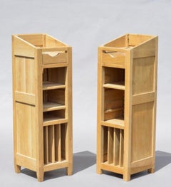 20th Century Three French Oak Lecterns with Niches and High Shelves