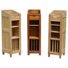 Vintage 20th Century Three French Oak Lecterns with Niches and High Shelves