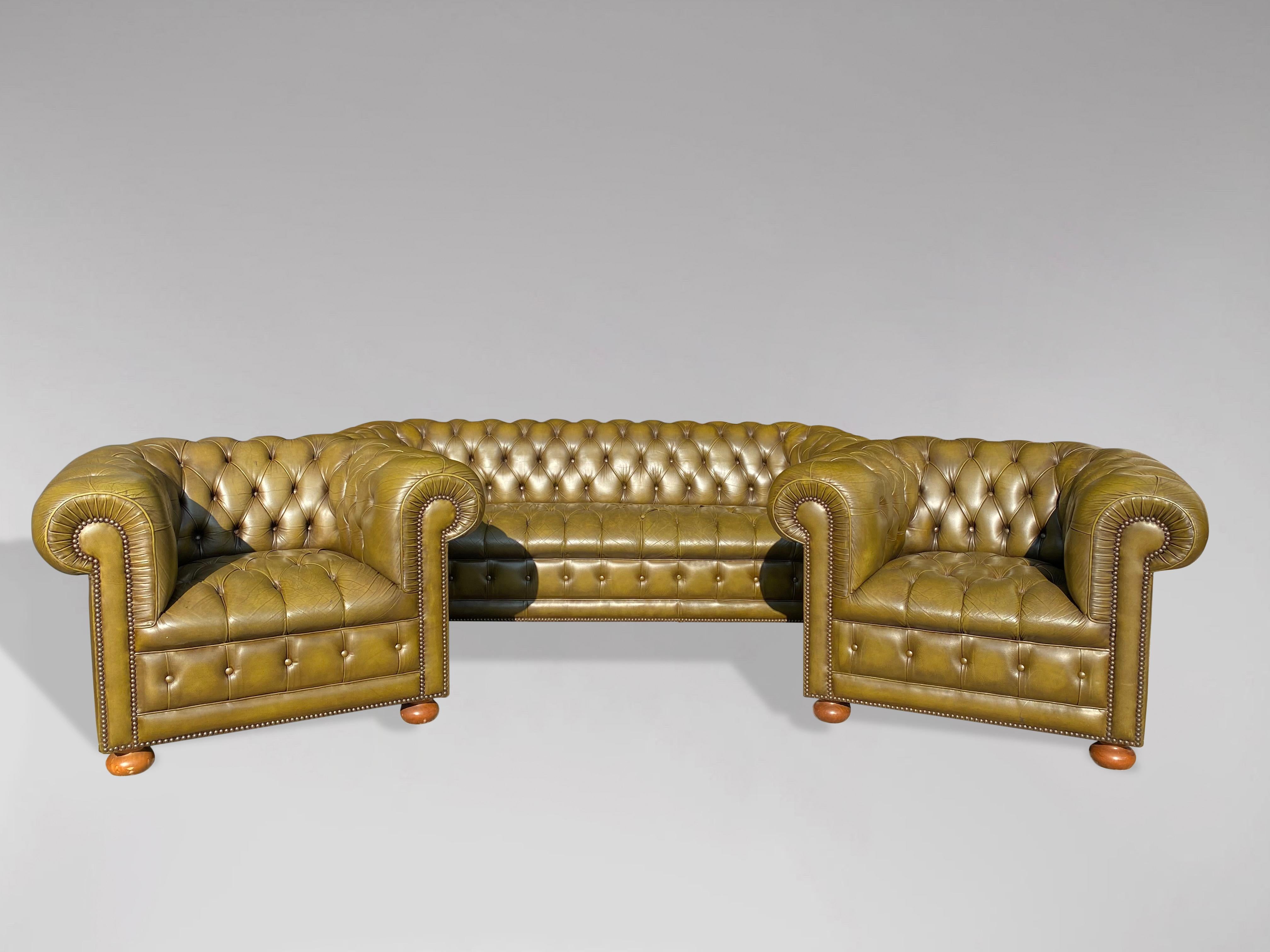 chesterfield 3 piece suite leather