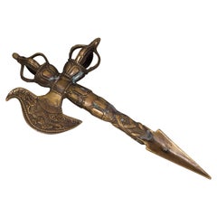 20th Century Tibetan Brass Phurba Sword/Knife