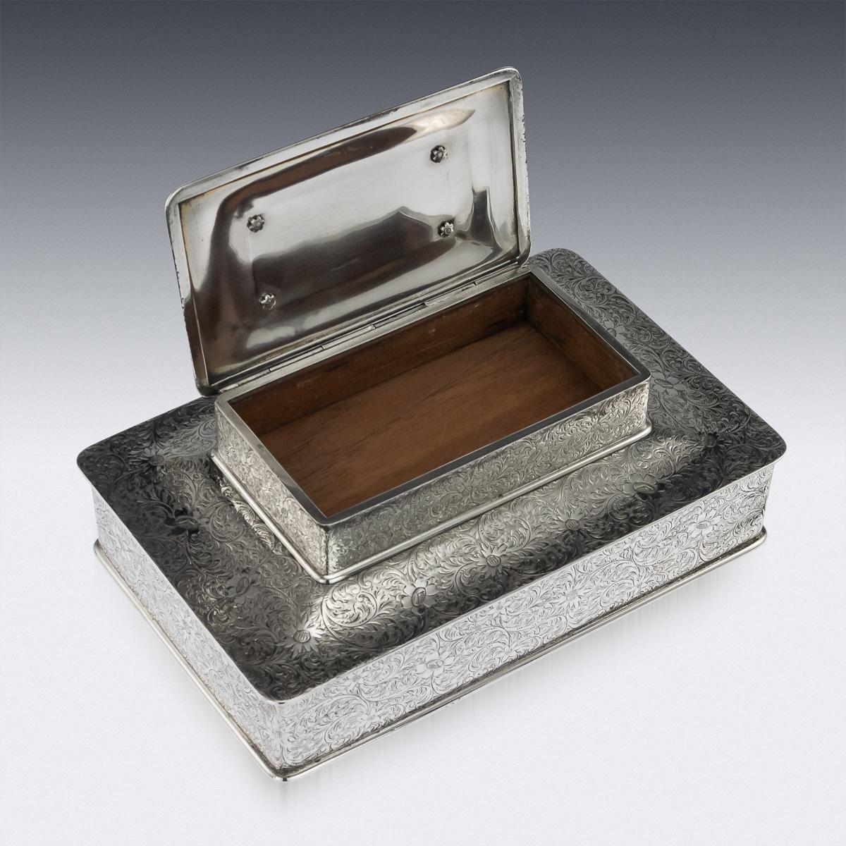 20th Century Tiffany & Co. Solid Silver Three-Tier Cigar Box, circa 1920 1