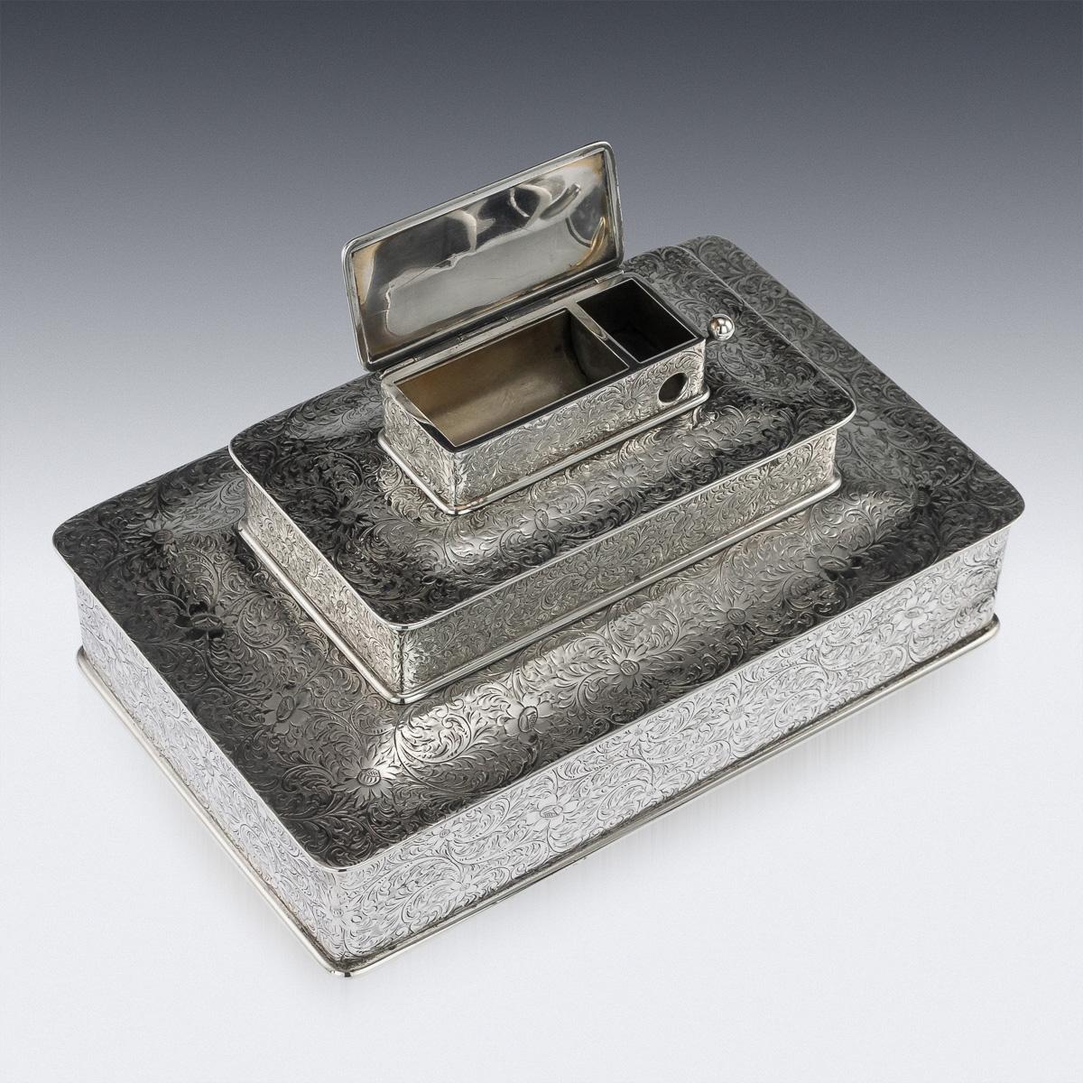 20th Century Tiffany & Co. Solid Silver Three-Tier Cigar Box, circa 1920 2