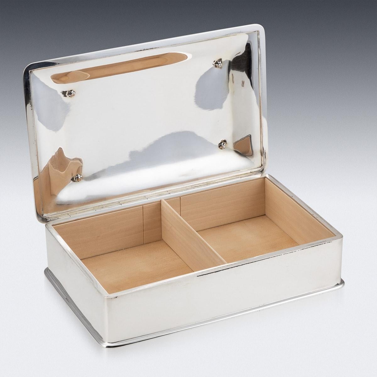 American 20th Century Tiffany & Co Solid Silver Two-Tier Cigar Box, c.1920