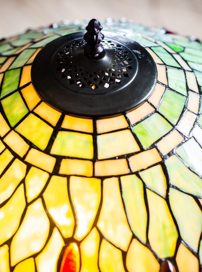 20th Century Stained Glass Lamp in style of Tiffany & Co.  4